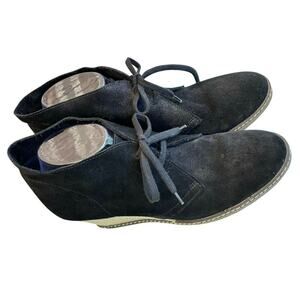 JCrew McAllister Dessert black suede leather wedge heels ankle boots shoes sz10